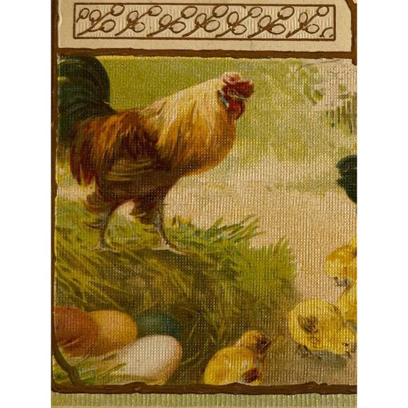 Antique 1914 Easter Greetings Postcard Boy Girl Chickens With Hatched Chicks SEE - Picture 2 of 9